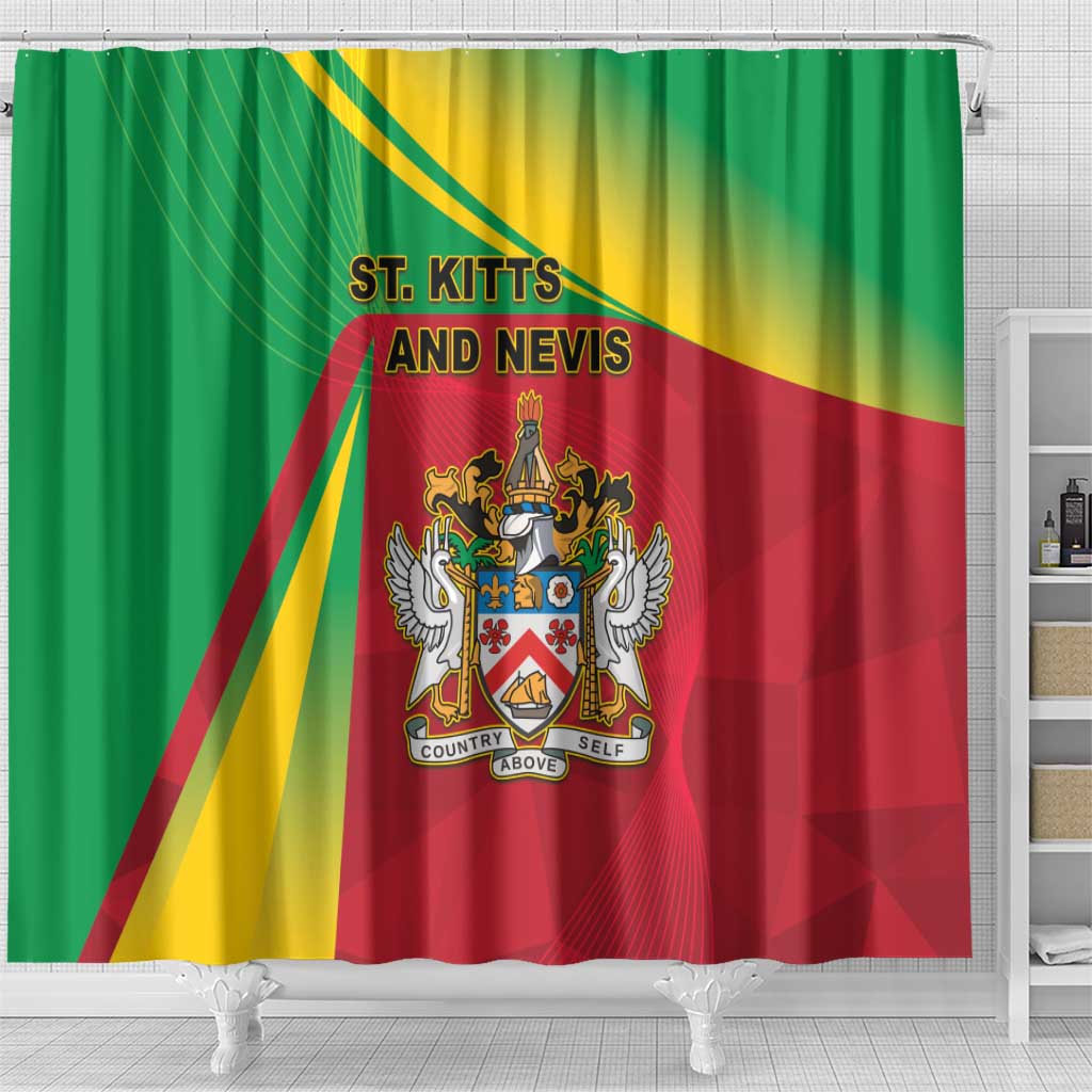 Saint Kitts and Nevis Shower Curtain Coat Of Arms Sporty Style LT05