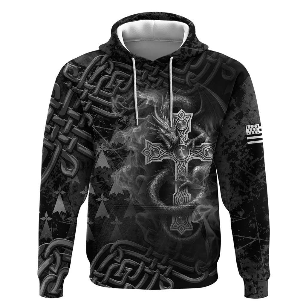 Brittany Celtic Cross Hoodie Fantasy Celtic Dragon LT05