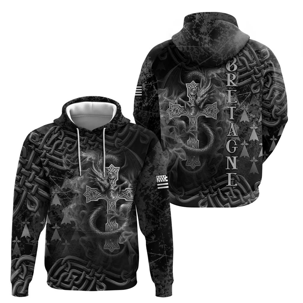 Brittany Celtic Cross Hoodie Fantasy Celtic Dragon LT05