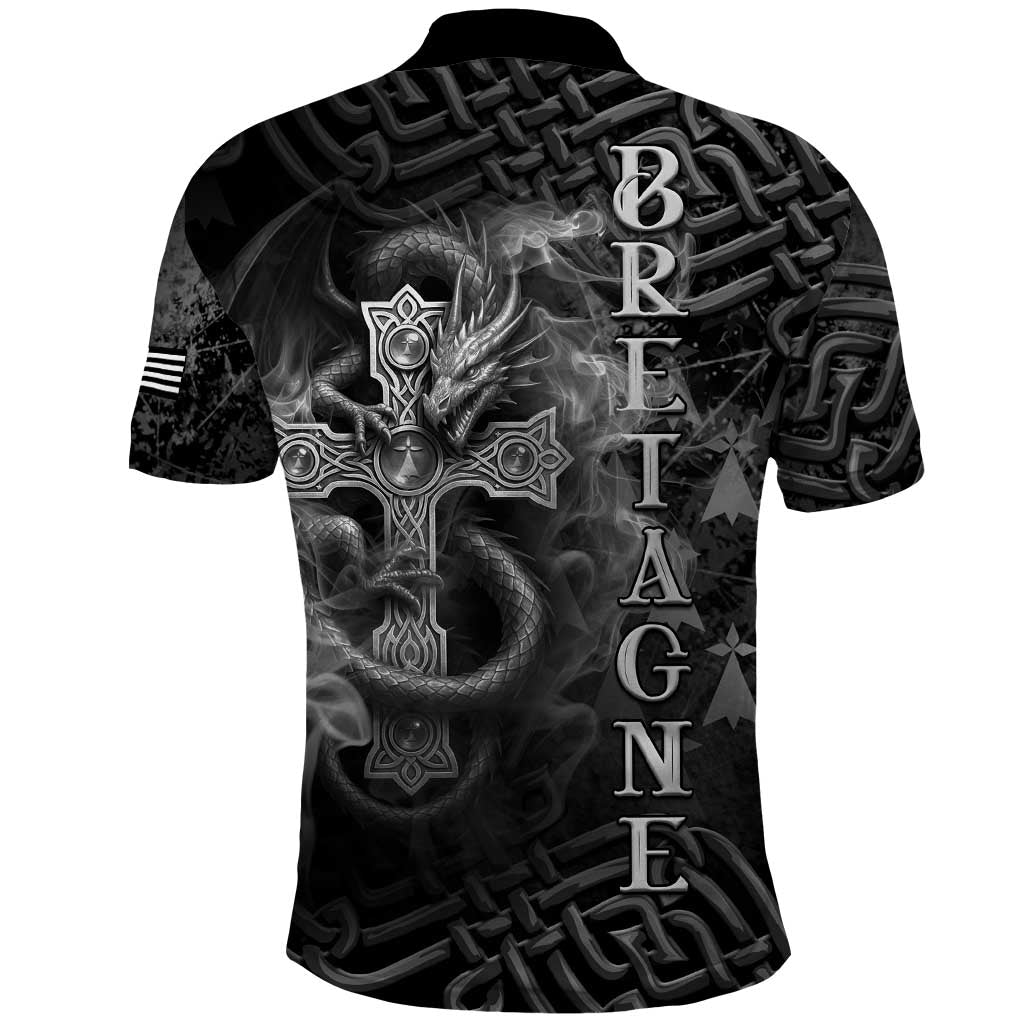 Brittany Celtic Cross Polo Shirt Fantasy Celtic Dragon LT05