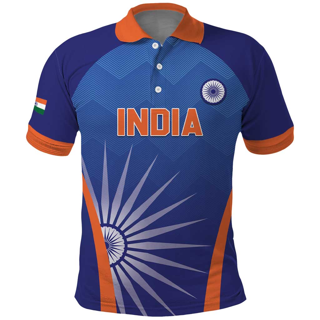 Custom India Cricket Polo Shirt Go Champions Men In Blue LT05
