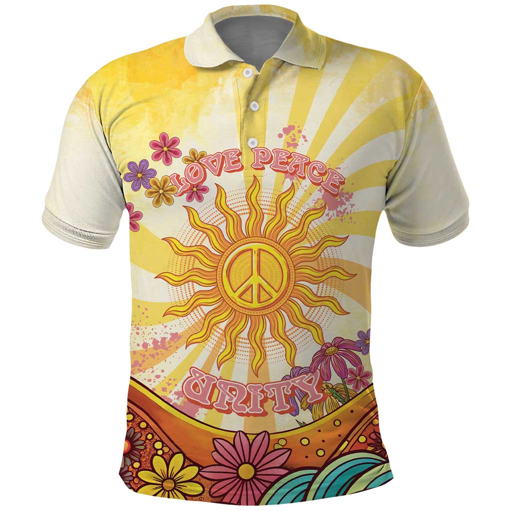 Love Peace Unity Polo Shirt Hippie Soul Sunflower LT05