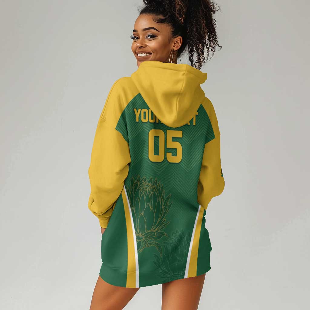 Custom South Africa Cricket Hoodie Dress Go Champions Protea Pattern LT05