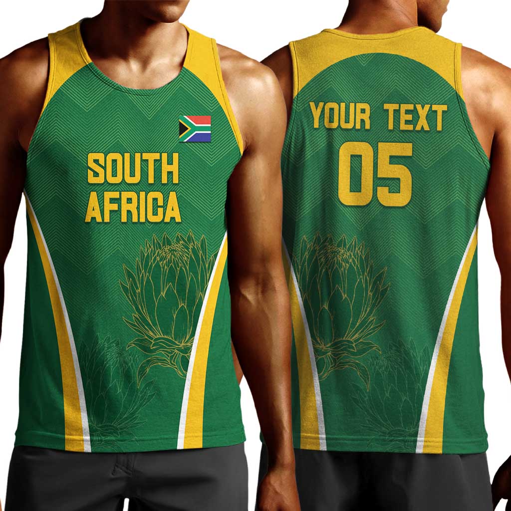 Custom South Africa Cricket Men Tank Top Go Champions Protea Pattern LT05