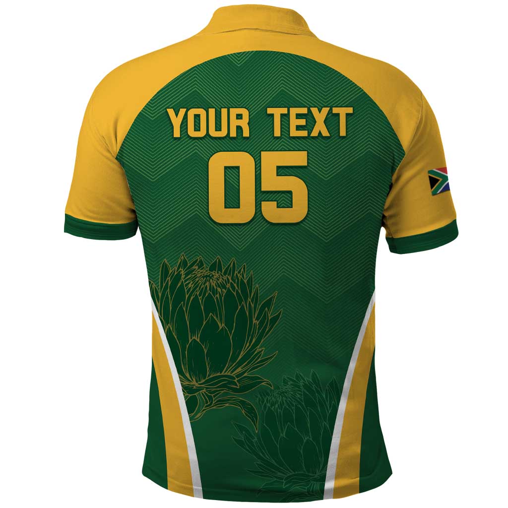 Custom South Africa Cricket Polo Shirt Go Champions Protea Pattern LT05