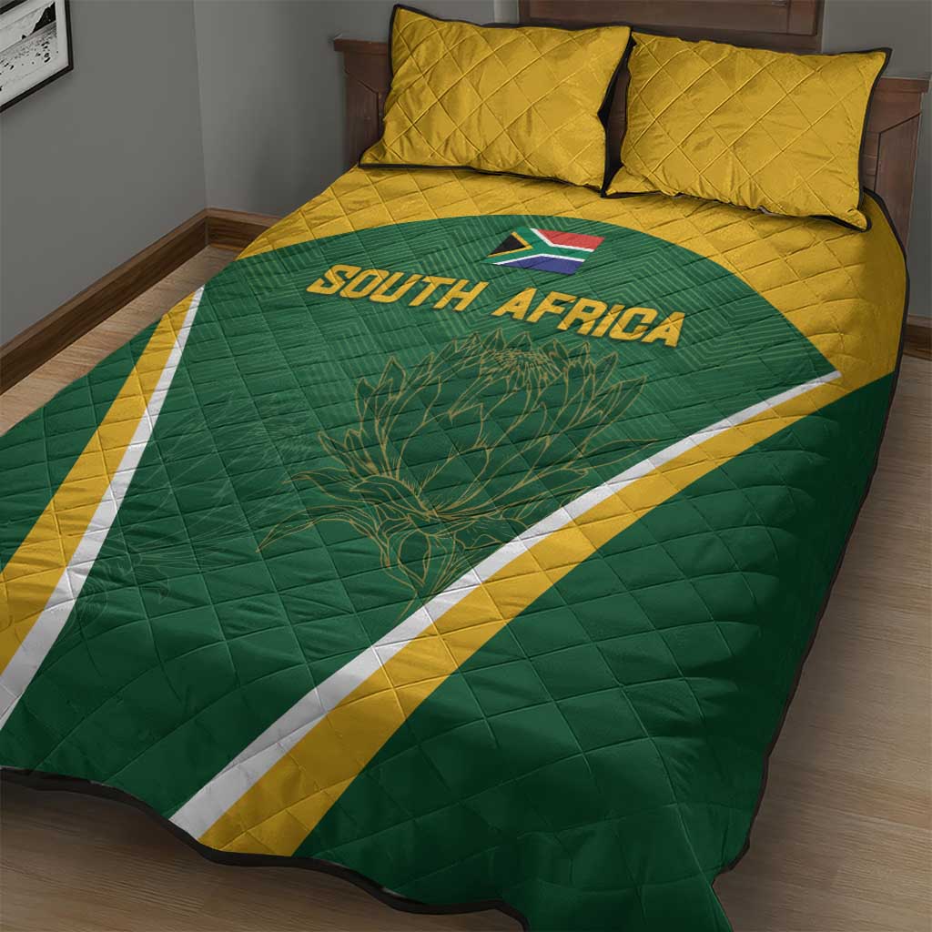 South Africa Cricket Quilt Bed Set Go Champions Protea Pattern LT05