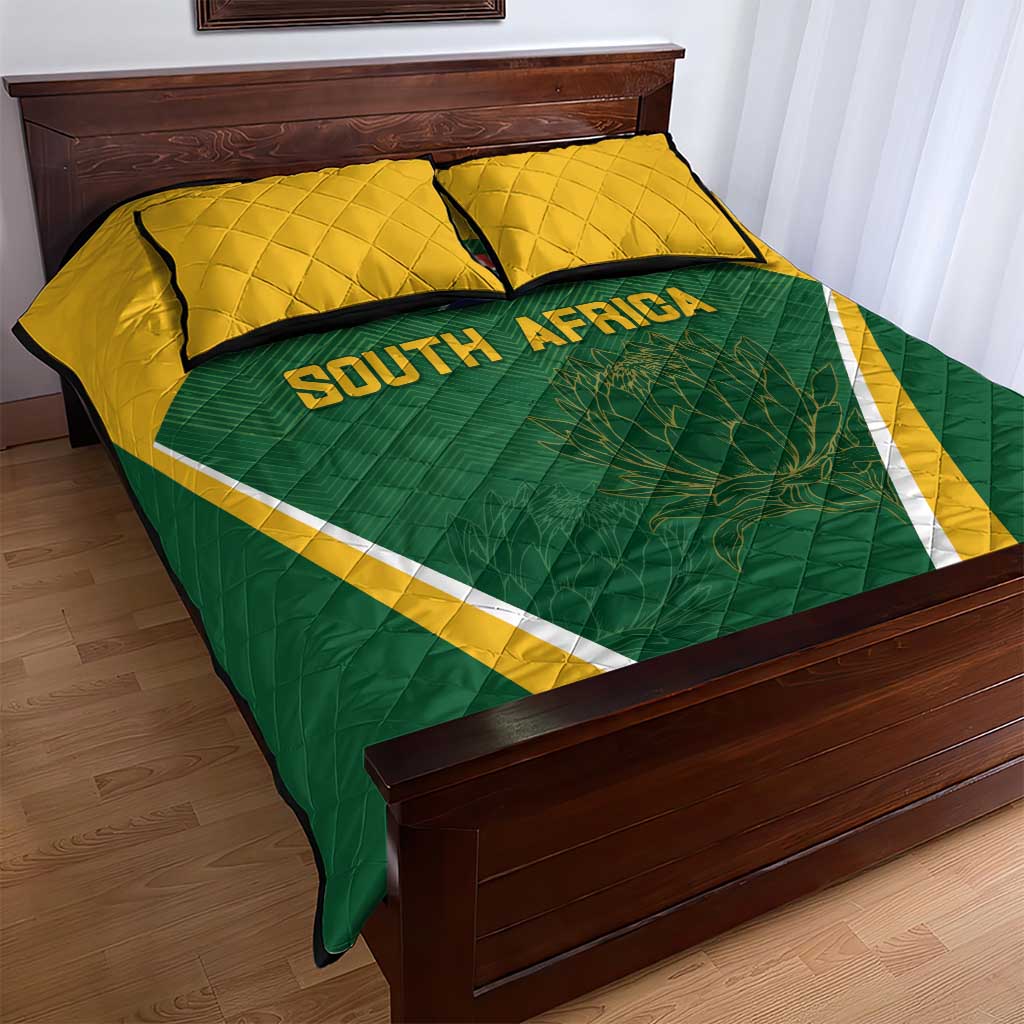 South Africa Cricket Quilt Bed Set Go Champions Protea Pattern LT05