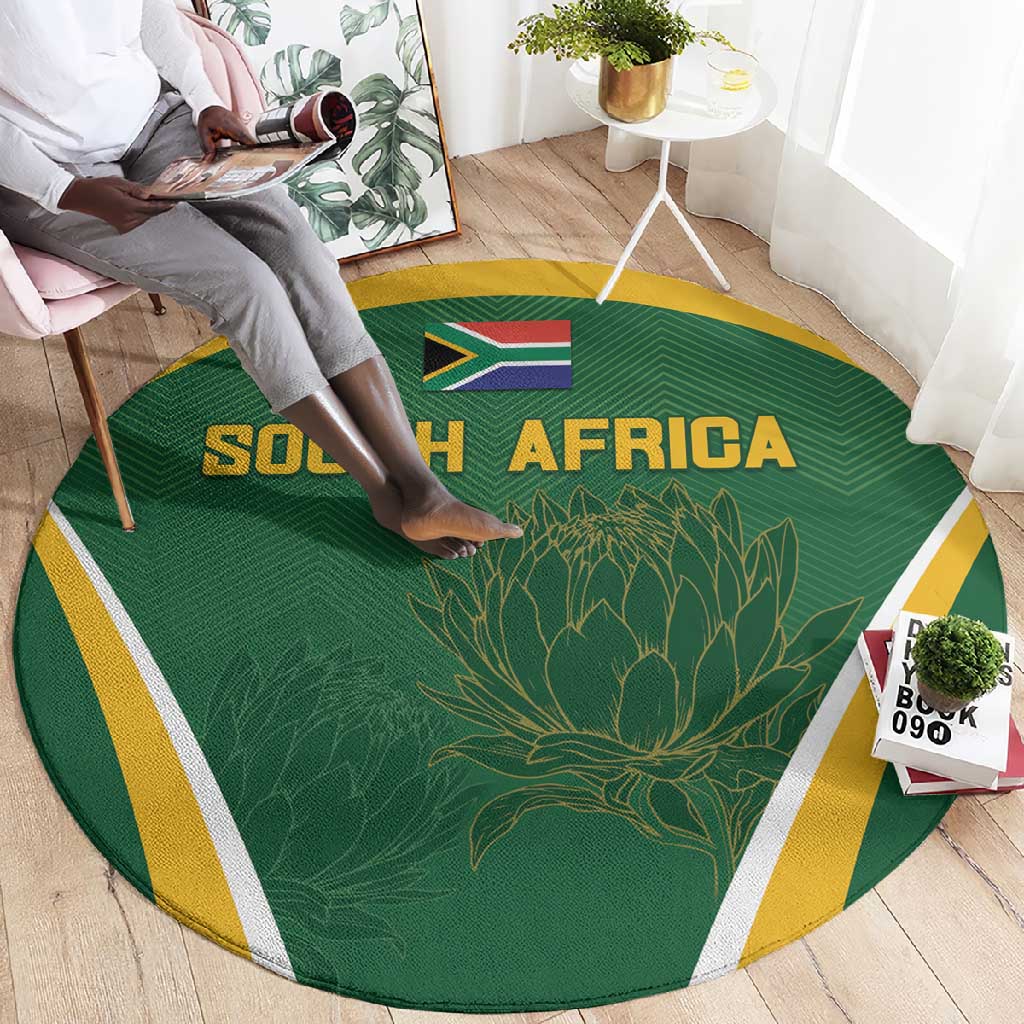 South Africa Cricket Round Carpet Go Champions Protea Pattern LT05