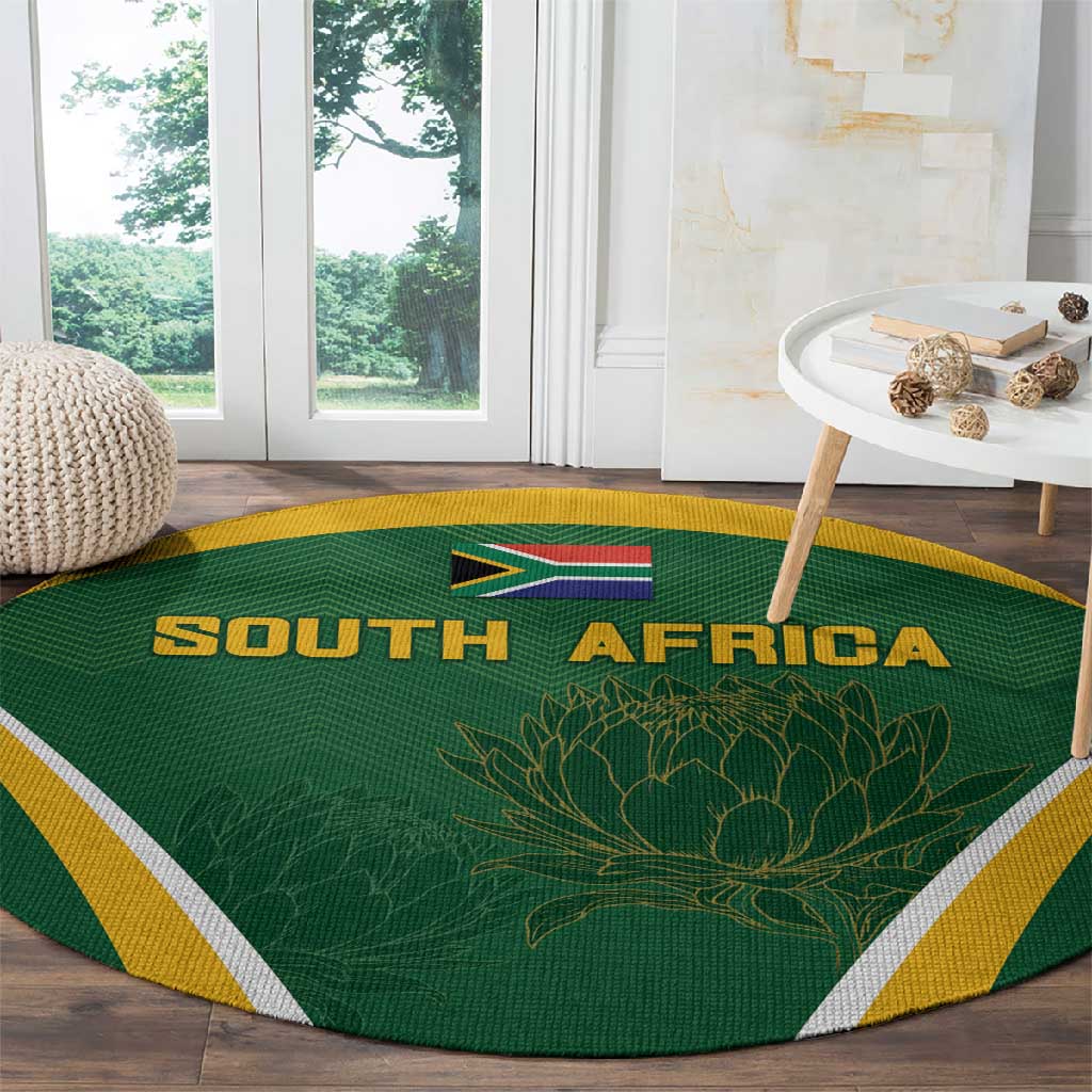 South Africa Cricket Round Carpet Go Champions Protea Pattern LT05