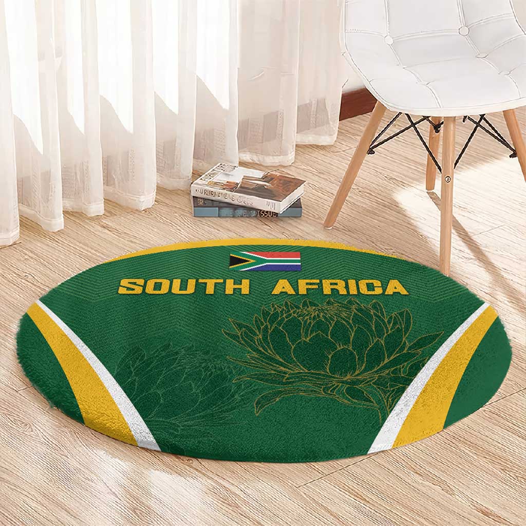 South Africa Cricket Round Carpet Go Champions Protea Pattern LT05