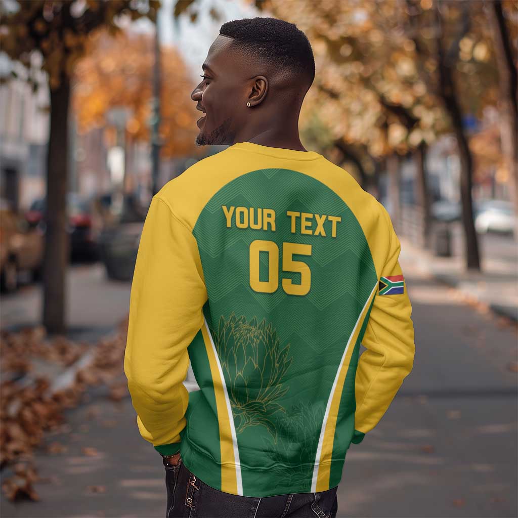 Custom South Africa Cricket Sweatshirt Go Champions Protea Pattern LT05