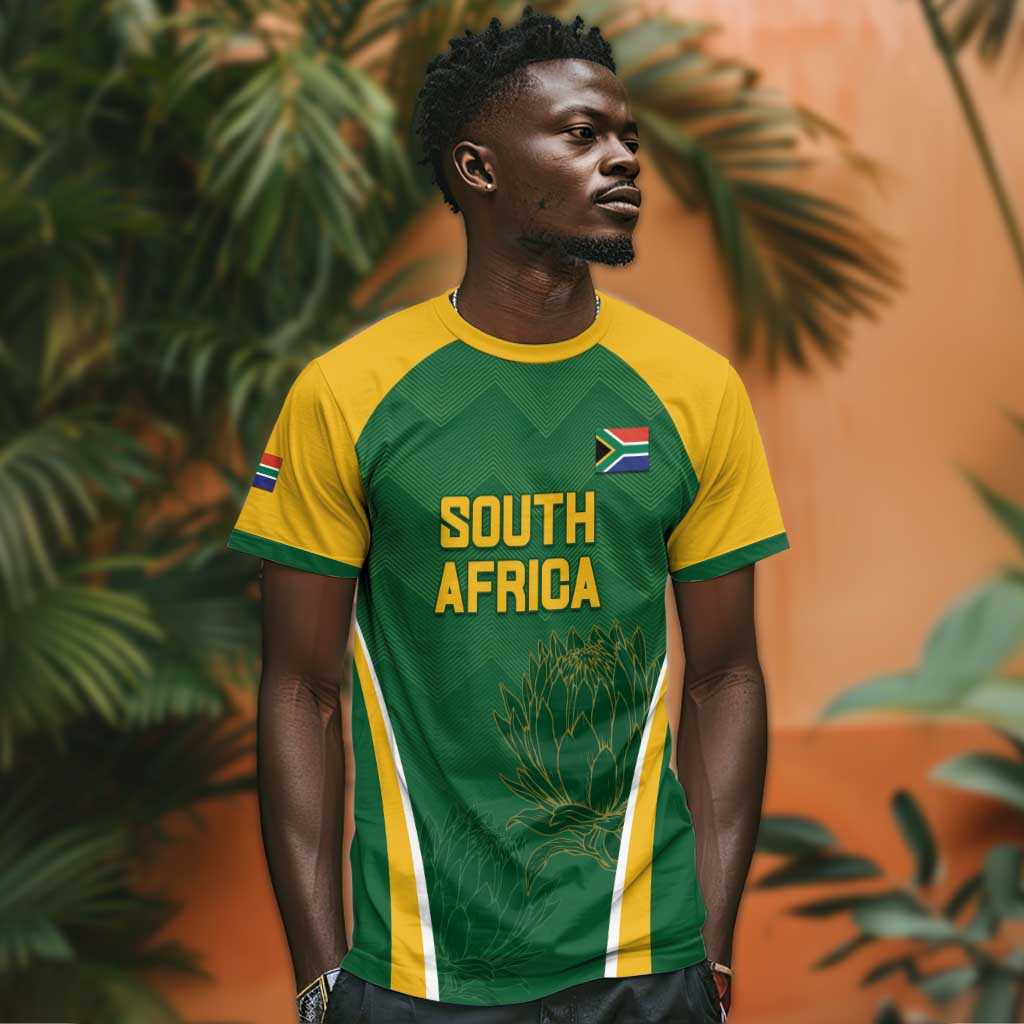 Custom South Africa Cricket T shirt Go Champions Protea Pattern LT05