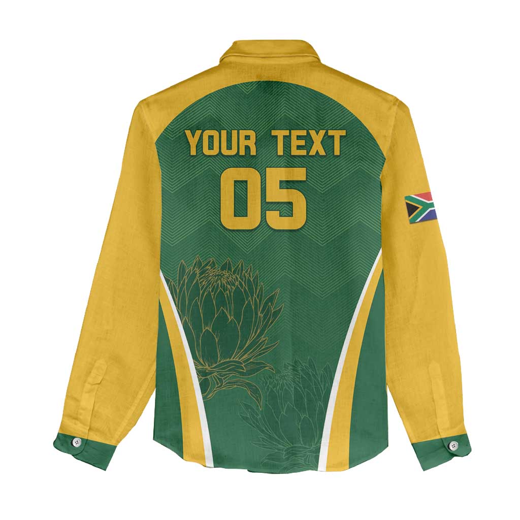 Custom South Africa Cricket Women Casual Shirt Go Champions Protea Pattern LT05