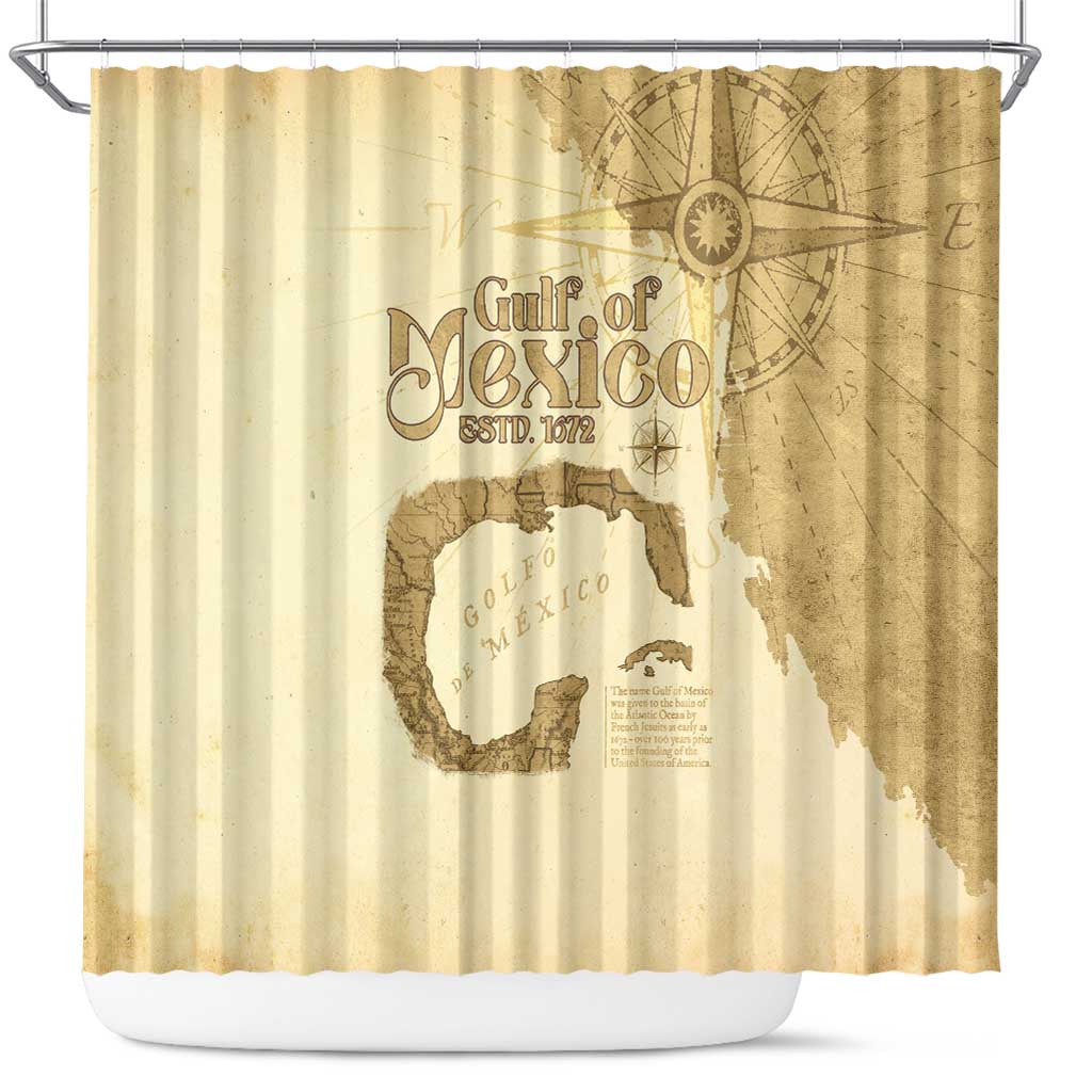 Gulf Of Mexico Estd 1672 Shower Curtain Vintage Style LT05