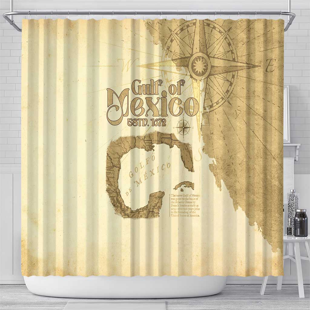 Gulf Of Mexico Estd 1672 Shower Curtain Vintage Style LT05
