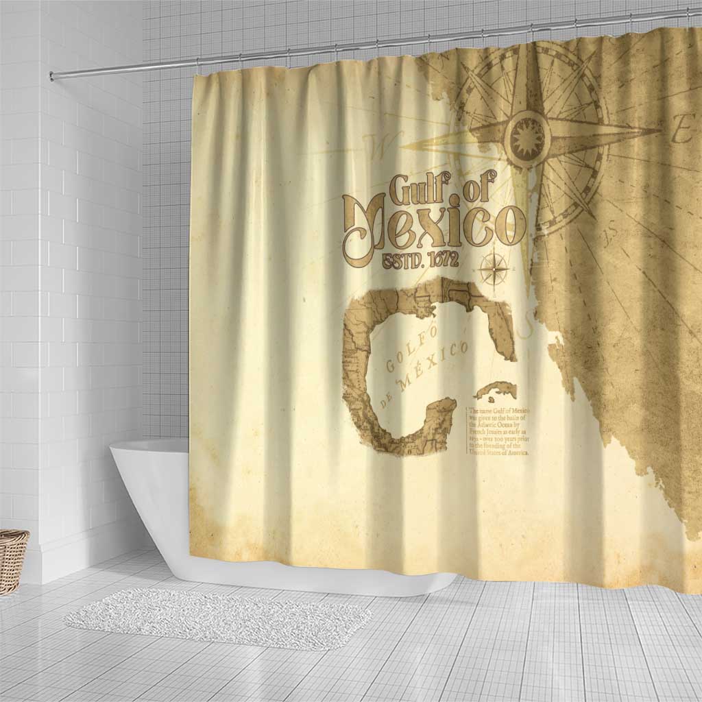 Gulf Of Mexico Estd 1672 Shower Curtain Vintage Style LT05