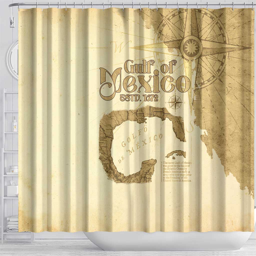 Gulf Of Mexico Estd 1672 Shower Curtain Vintage Style LT05