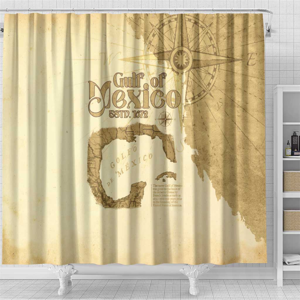 Gulf Of Mexico Estd 1672 Shower Curtain Vintage Style LT05