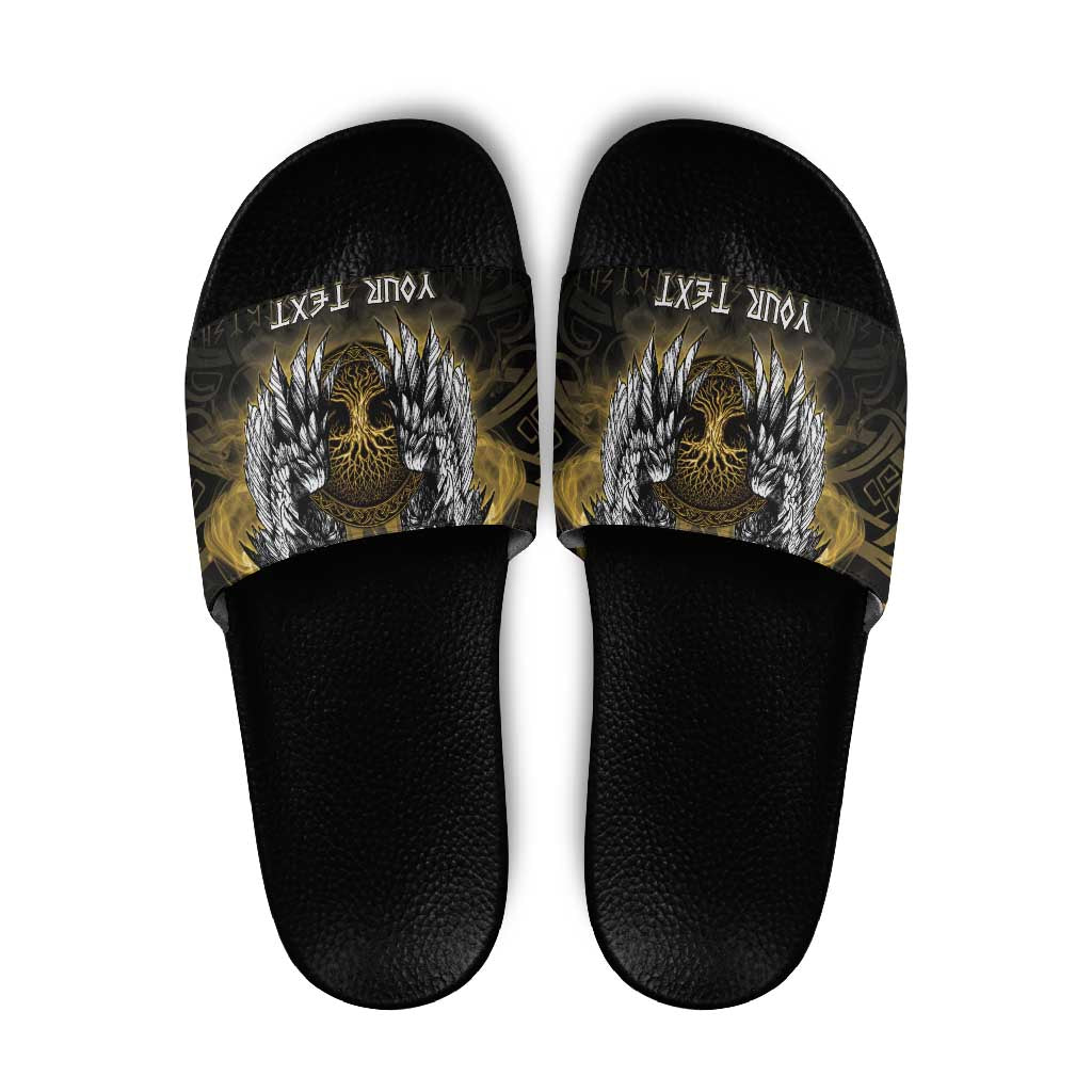 Personalized Cornwall Celtic Chough Slide Sandals With Tree Of Life LT05