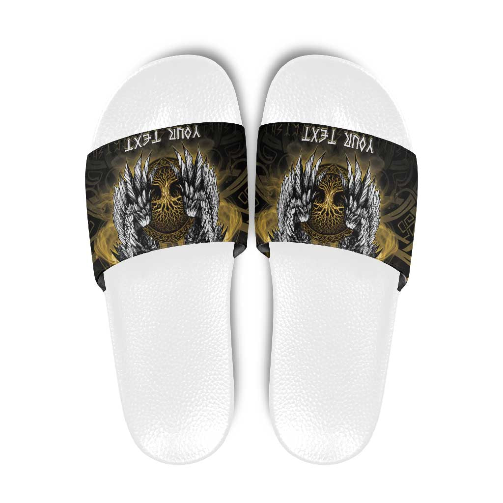 Personalized Cornwall Celtic Chough Slide Sandals With Tree Of Life LT05