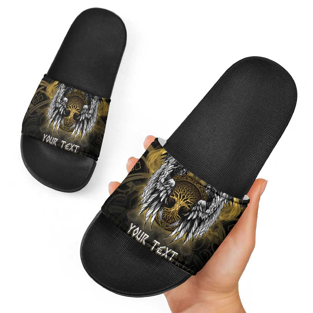 Personalized Cornwall Celtic Chough Slide Sandals With Tree Of Life LT05