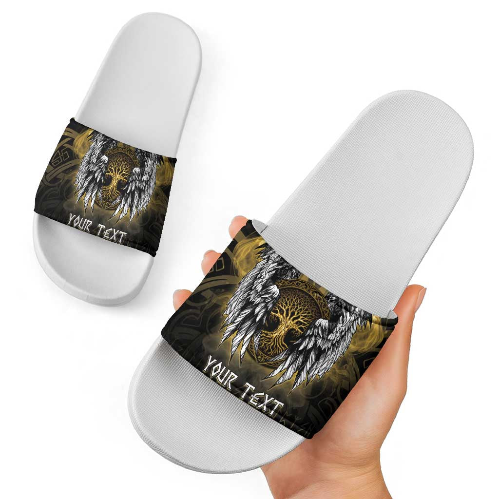 Personalized Cornwall Celtic Chough Slide Sandals With Tree Of Life LT05
