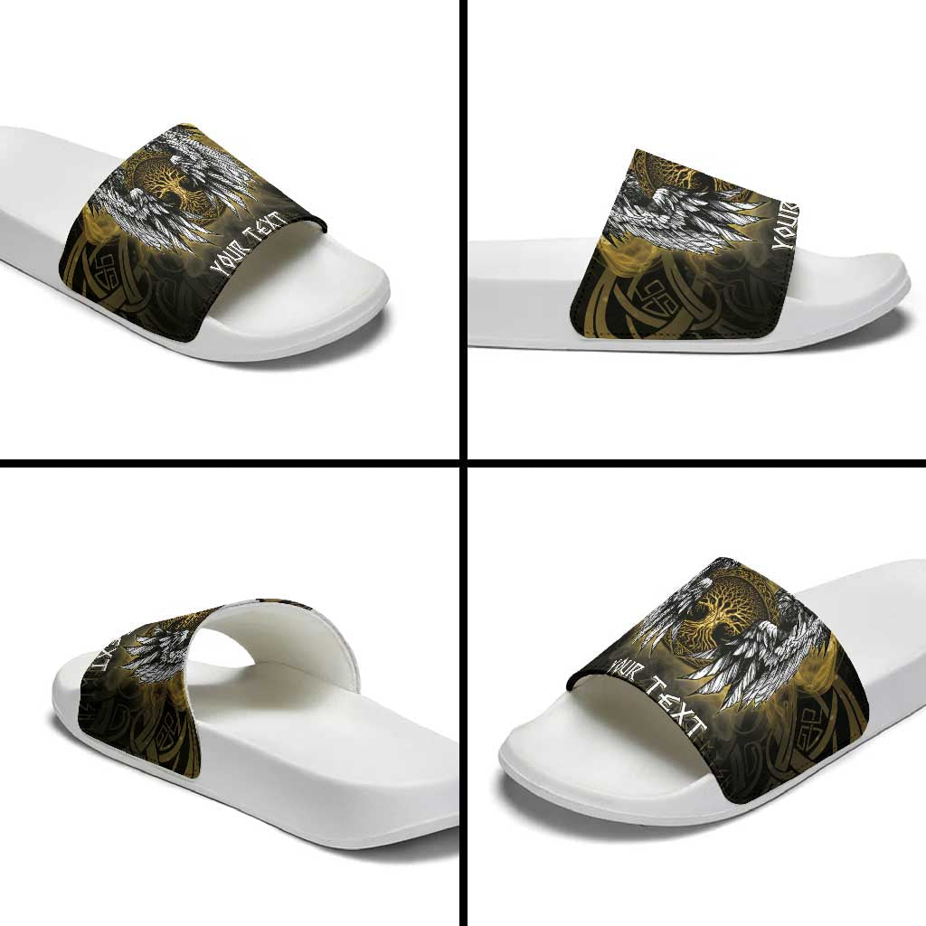 Personalized Cornwall Celtic Chough Slide Sandals With Tree Of Life LT05