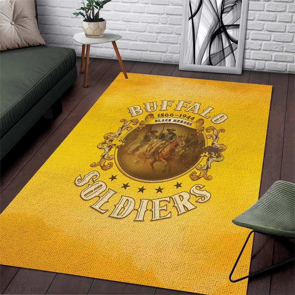 Honor Buffalo Soldiers Area Rug African American Cavalry Yellow Version LT05