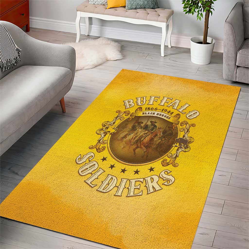 Honor Buffalo Soldiers Area Rug African American Cavalry Yellow Version LT05