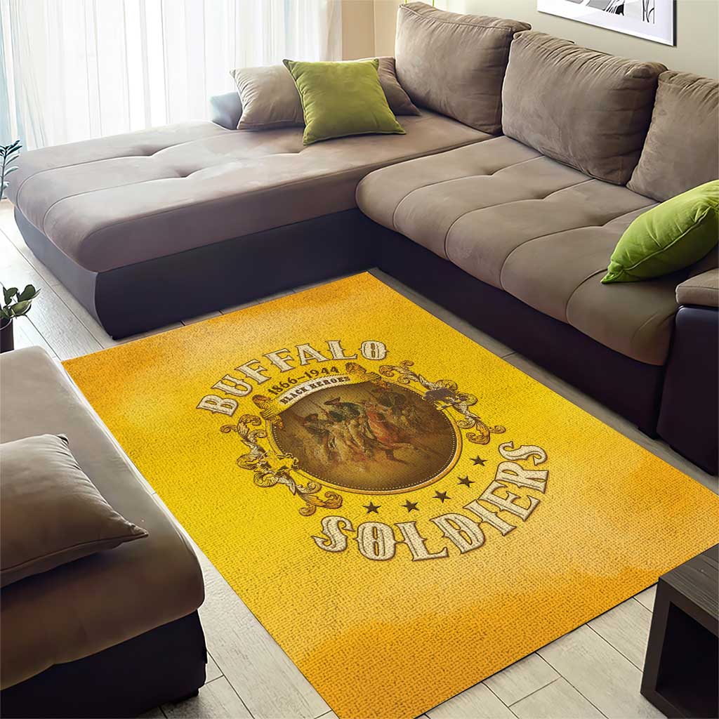 Honor Buffalo Soldiers Area Rug African American Cavalry Yellow Version LT05