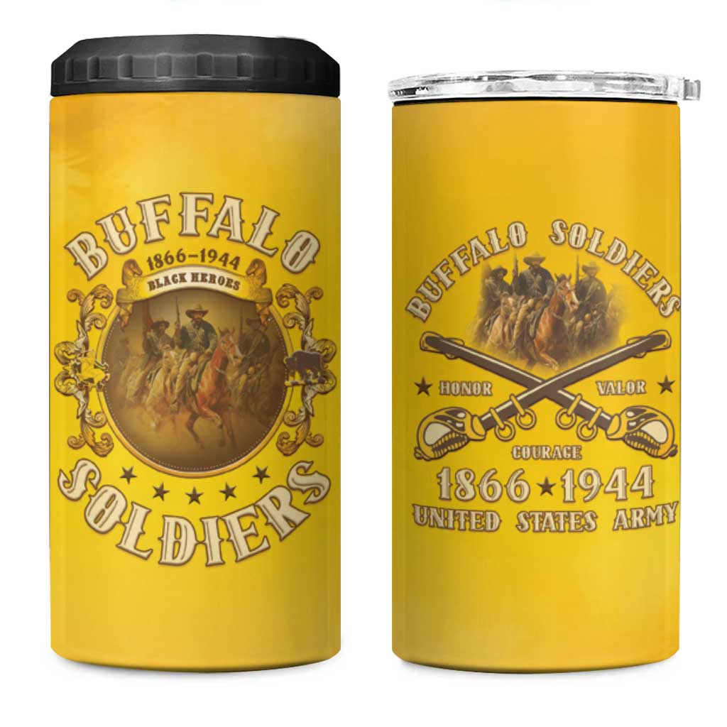 Honor Buffalo Soldiers 4 in 1 Can Cooler Tumbler African American Cavalry Yellow Version LT05