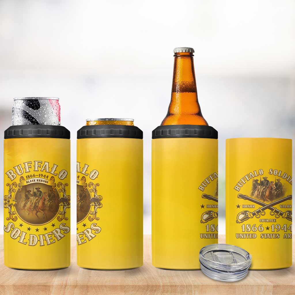 Honor Buffalo Soldiers 4 in 1 Can Cooler Tumbler African American Cavalry Yellow Version LT05