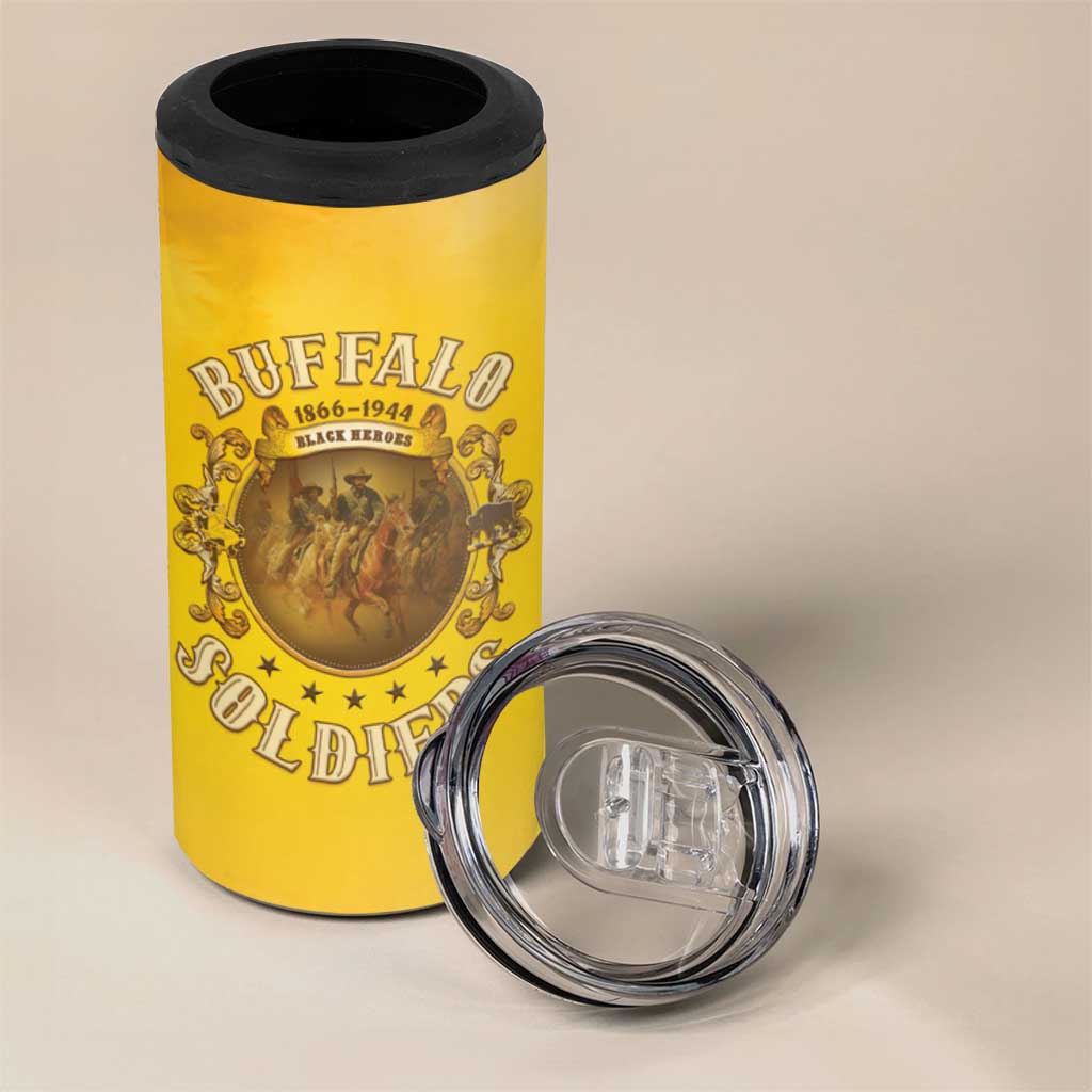 Honor Buffalo Soldiers 4 in 1 Can Cooler Tumbler African American Cavalry Yellow Version LT05
