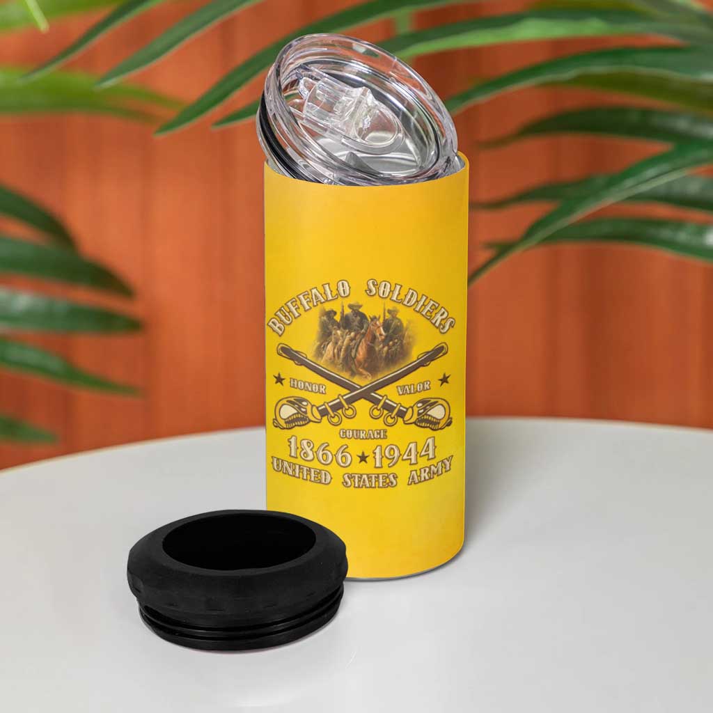 Honor Buffalo Soldiers 4 in 1 Can Cooler Tumbler African American Cavalry Yellow Version LT05