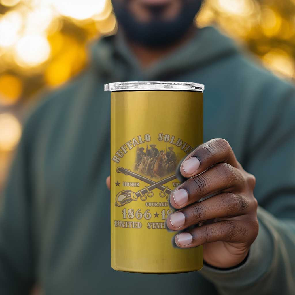 Honor Buffalo Soldiers 4 in 1 Can Cooler Tumbler African American Cavalry Yellow Version LT05