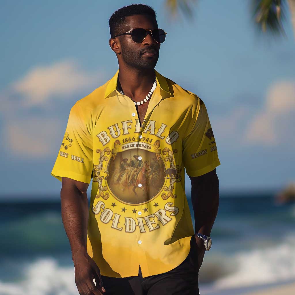 Honor Buffalo Soldiers Hawaiian Shirt African American Cavalry Yellow Version LT05
