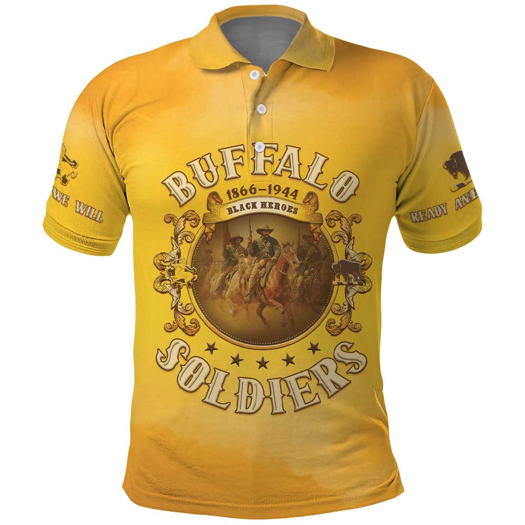 Honor Buffalo Soldiers Polo Shirt African American Cavalry Yellow Version LT05