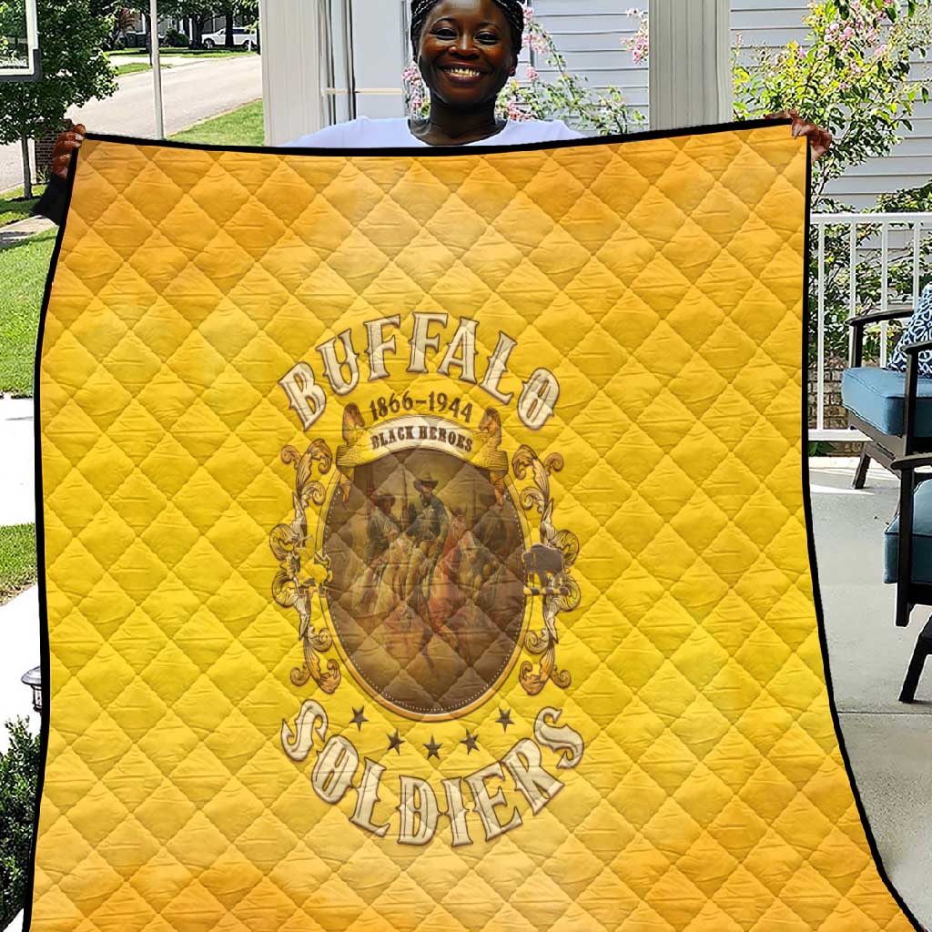 Honor Buffalo Soldiers Quilt African American Cavalry Yellow Version LT05