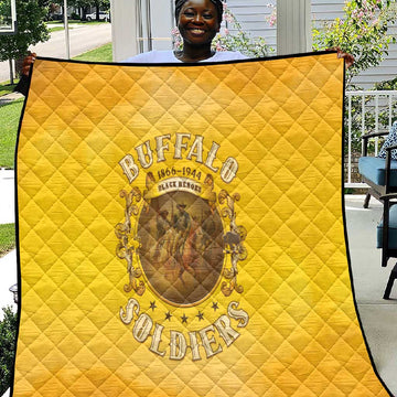 Honor Buffalo Soldiers Quilt African American Cavalry Yellow Version LT05