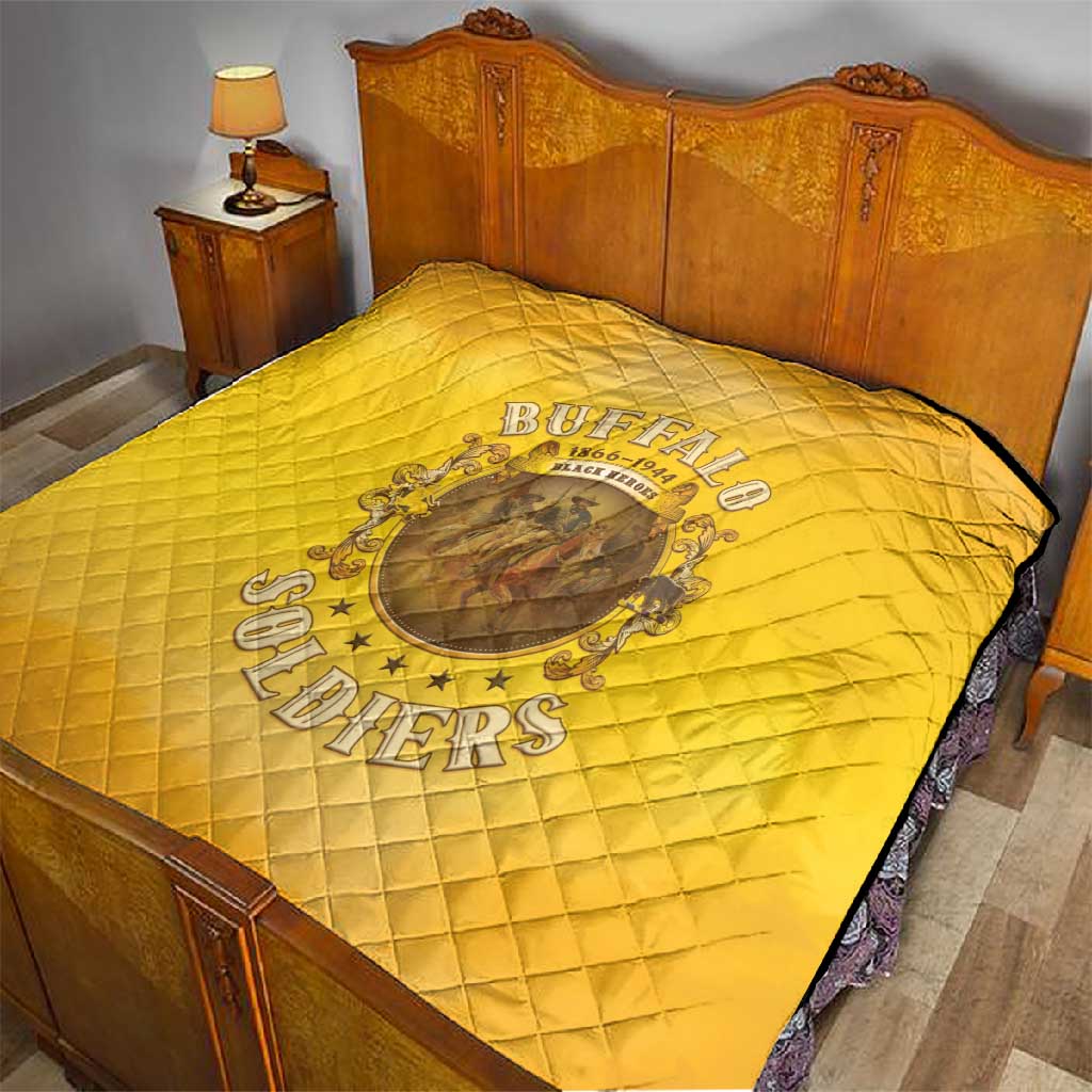 Honor Buffalo Soldiers Quilt African American Cavalry Yellow Version LT05