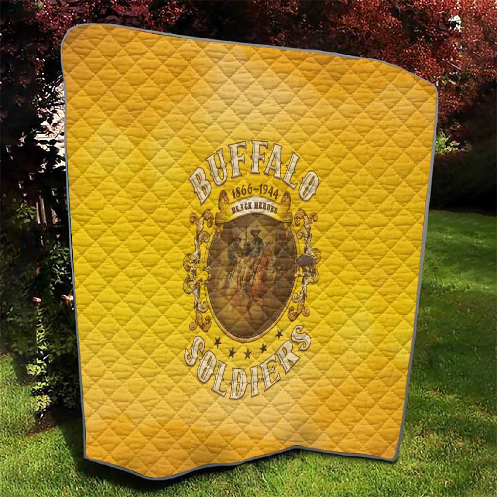 Honor Buffalo Soldiers Quilt African American Cavalry Yellow Version LT05