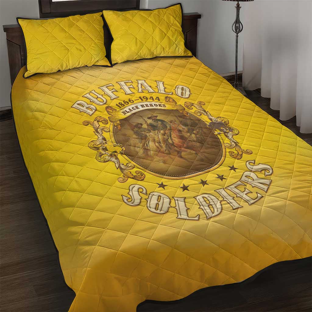 Honor Buffalo Soldiers Quilt Bed Set African American Cavalry Yellow Version LT05