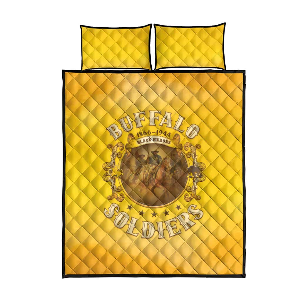 Honor Buffalo Soldiers Quilt Bed Set African American Cavalry Yellow Version LT05