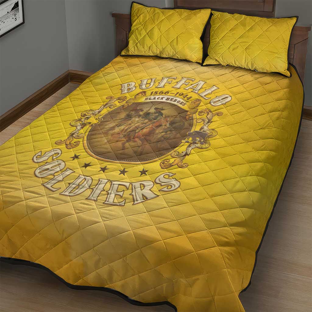 Honor Buffalo Soldiers Quilt Bed Set African American Cavalry Yellow Version LT05