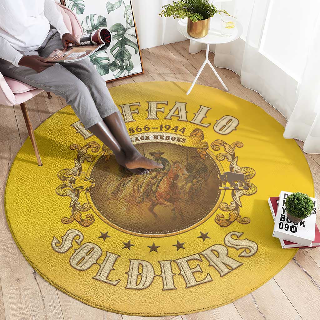 Honor Buffalo Soldiers Round Carpet African American Cavalry Yellow Version LT05