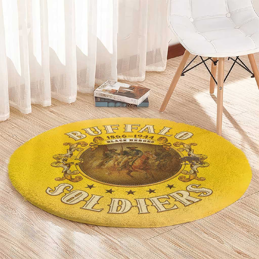 Honor Buffalo Soldiers Round Carpet African American Cavalry Yellow Version LT05