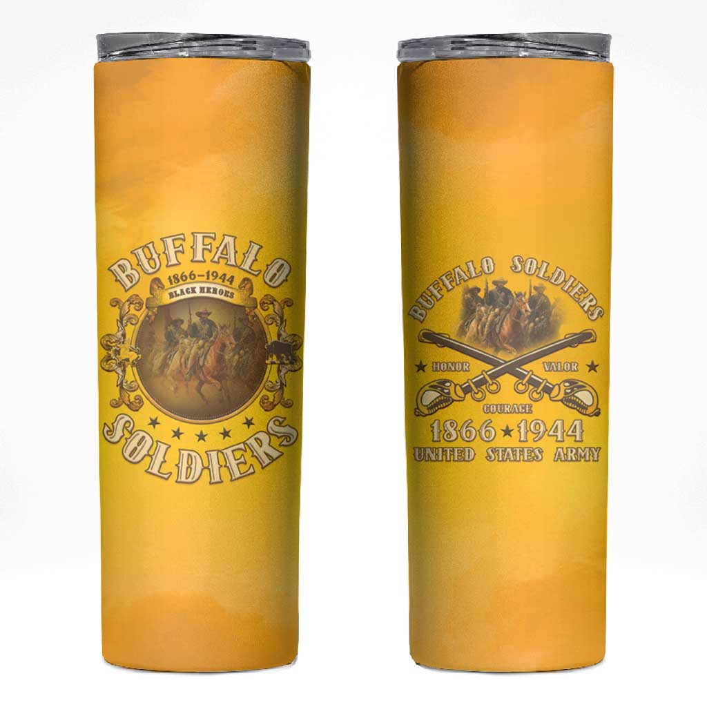 Honor Buffalo Soldiers Skinny Tumbler African American Cavalry Yellow Version LT05