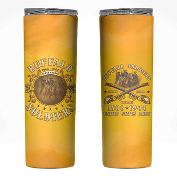 Honor Buffalo Soldiers Skinny Tumbler African American Cavalry Yellow Version LT05