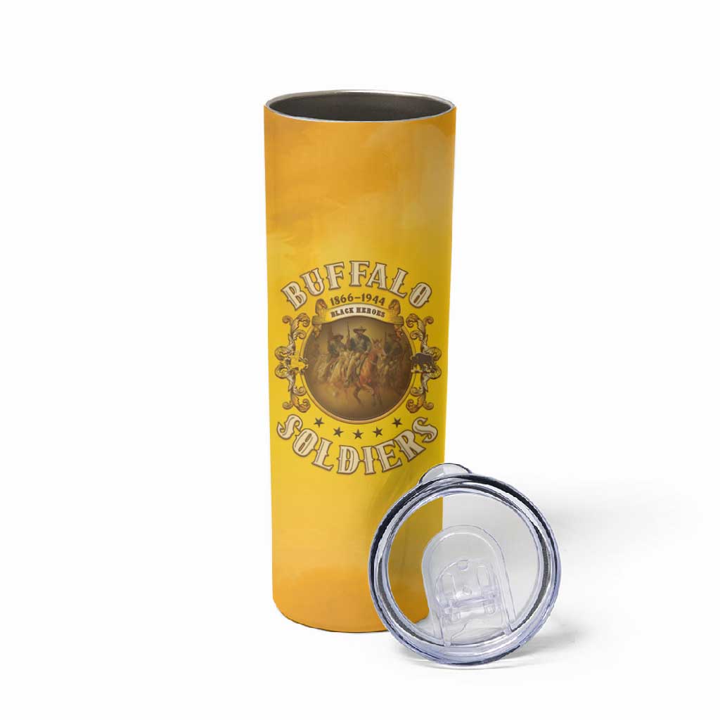 Honor Buffalo Soldiers Skinny Tumbler African American Cavalry Yellow Version LT05