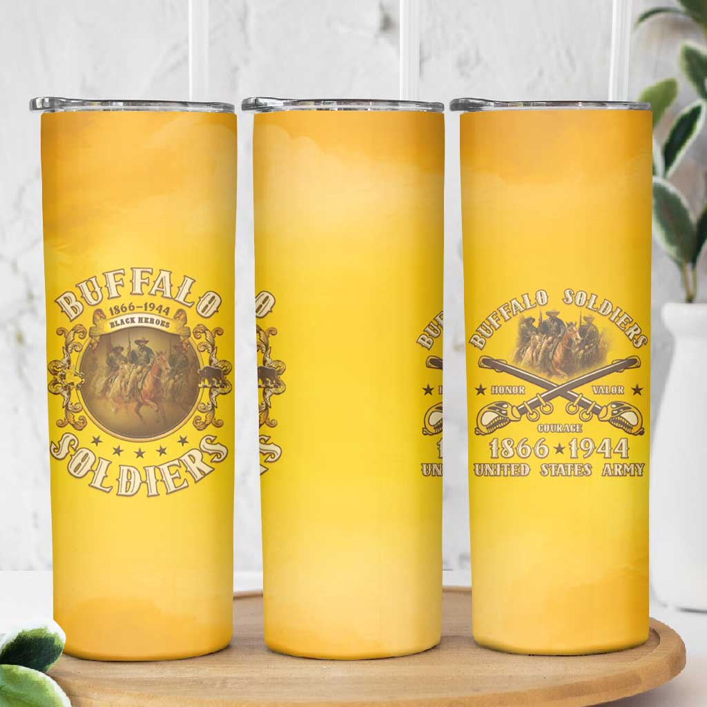 Honor Buffalo Soldiers Skinny Tumbler African American Cavalry Yellow Version LT05